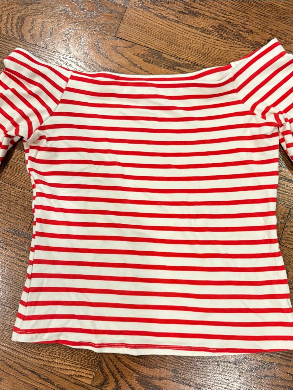H&M Red and White Striped Off-Shoulder Top